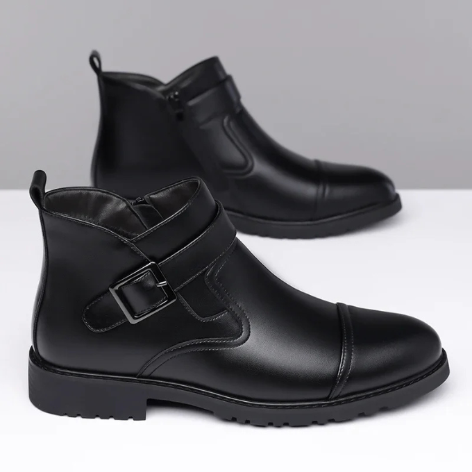 Men's Chelsea Dress Boots with Buckle Detail