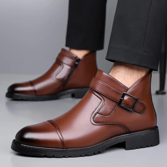Men's Chelsea Dress Boots with Buckle Detail
