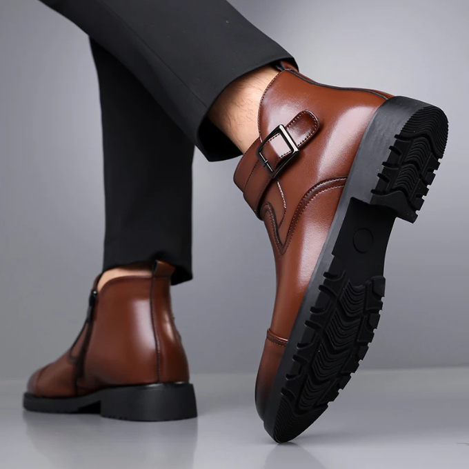 Men's Chelsea Dress Boots with Buckle Detail