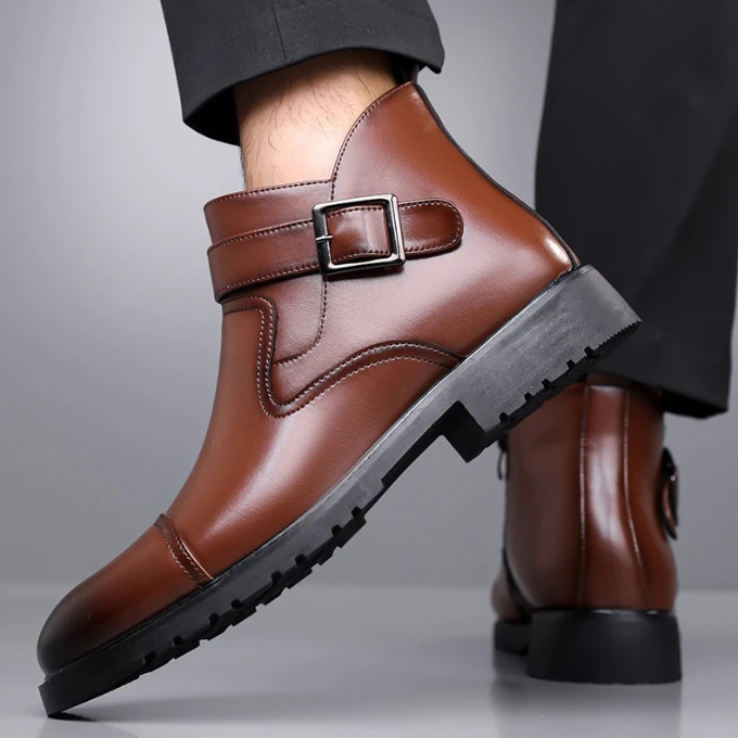 Men's Chelsea Dress Boots with Buckle Detail