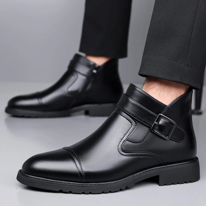 Men's Chelsea Dress Boots with Buckle Detail