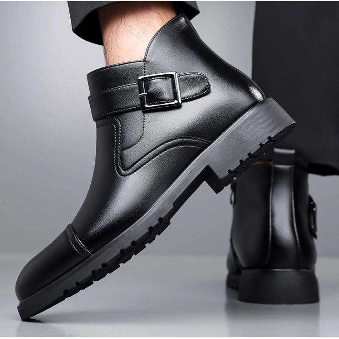 Men's Chelsea Dress Boots with Buckle Detail