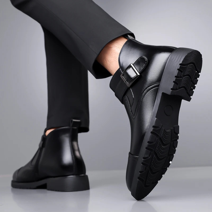 Men's Chelsea Dress Boots with Buckle Detail
