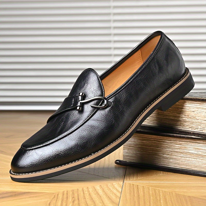 Premium Men's Slip-On Loafers with Metallic Detail