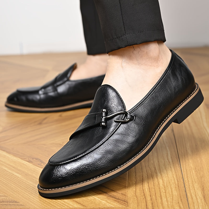 Premium Men's Slip-On Loafers with Metallic Detail
