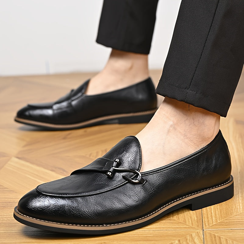 Premium Men's Slip-On Loafers with Metallic Detail