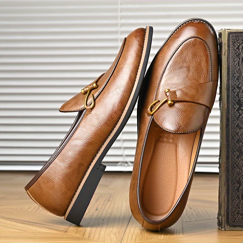 Premium Men's Slip-On Loafers with Metallic Detail