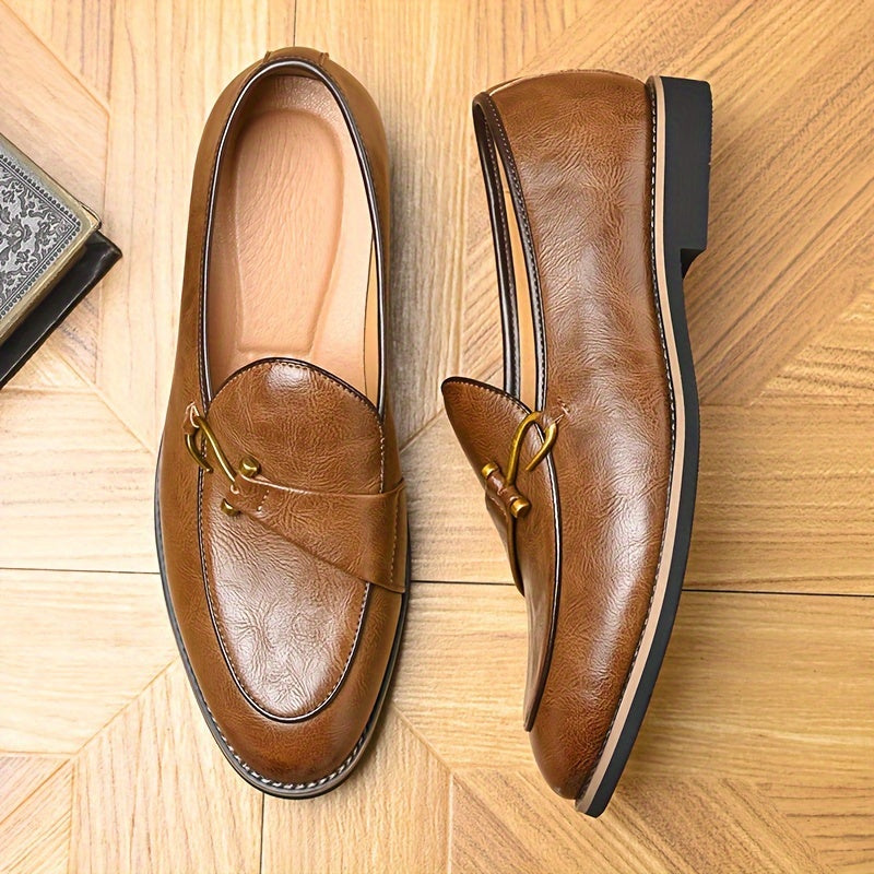 Premium Men's Slip-On Loafers with Metallic Detail