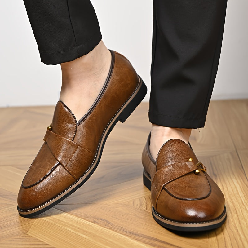 Premium Men's Slip-On Loafers with Metallic Detail