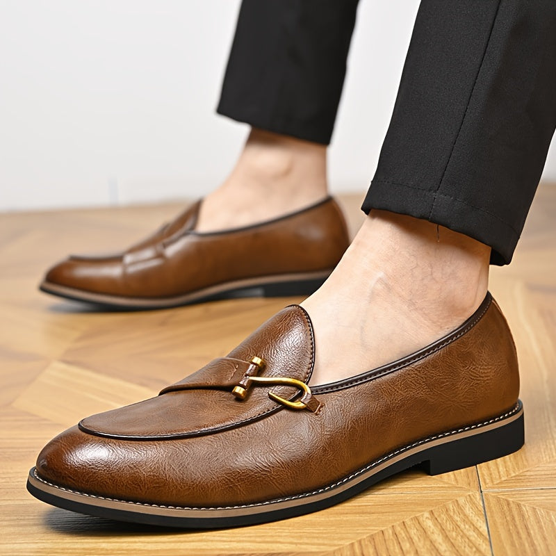 Premium Men's Slip-On Loafers with Metallic Detail
