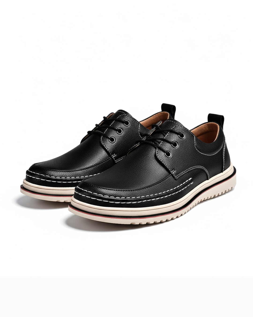Men's Moc-Toe Derby Shoes in Black and Dark Brown