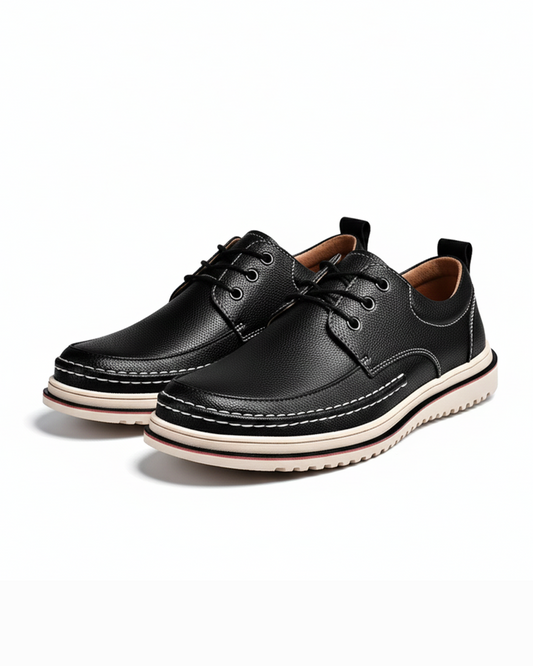 Men's Moc-Toe Derby Shoes in Black and Dark Brown