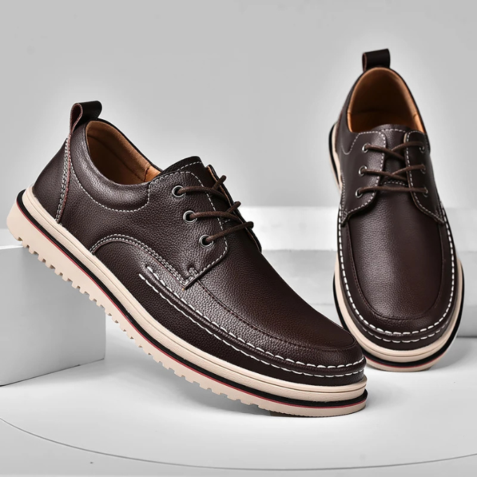 Men's Moc-Toe Derby Shoes in Black and Dark Brown