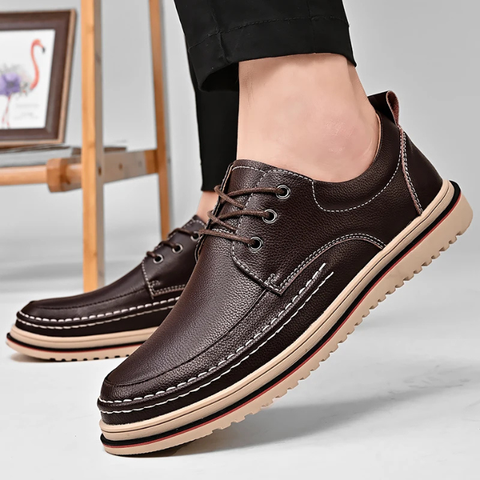 Men's Moc-Toe Derby Shoes in Black and Dark Brown
