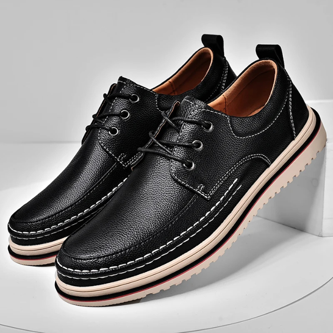 Men's Moc-Toe Derby Shoes in Black and Dark Brown