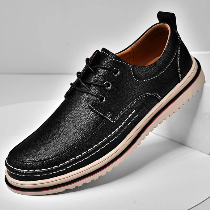 Men's Moc-Toe Derby Shoes in Black and Dark Brown