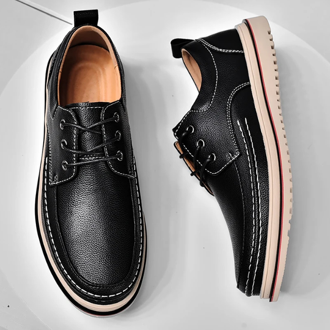 Men's Moc-Toe Derby Shoes in Black and Dark Brown