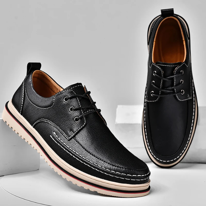 Men's Moc-Toe Derby Shoes in Black and Dark Brown