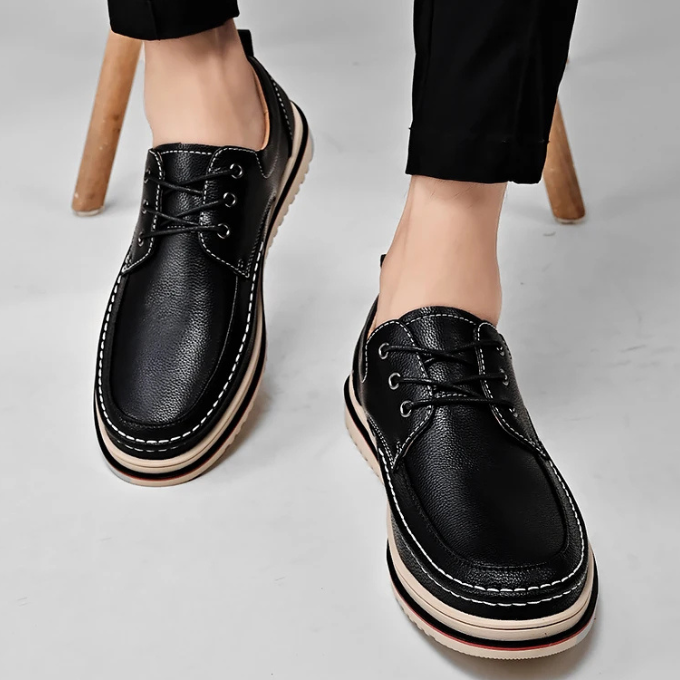 Men's Moc-Toe Derby Shoes in Black and Dark Brown