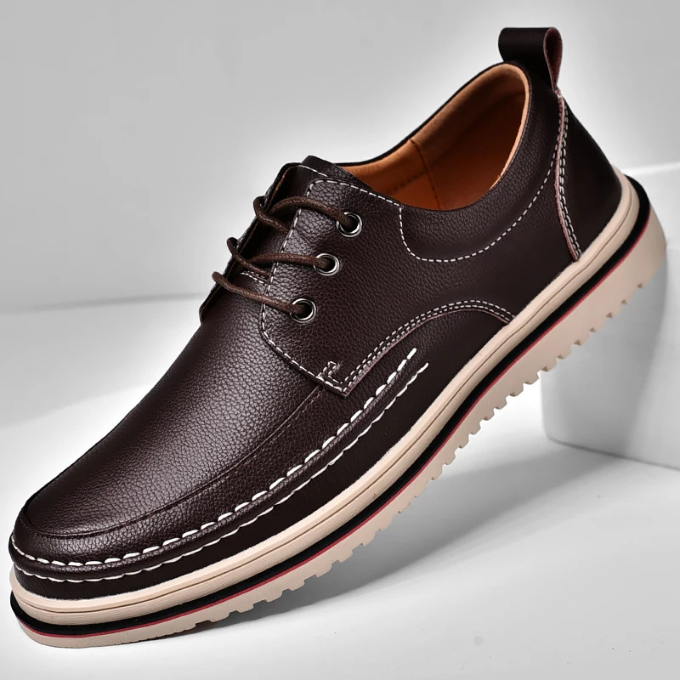 Men's Moc-Toe Derby Shoes in Black and Dark Brown
