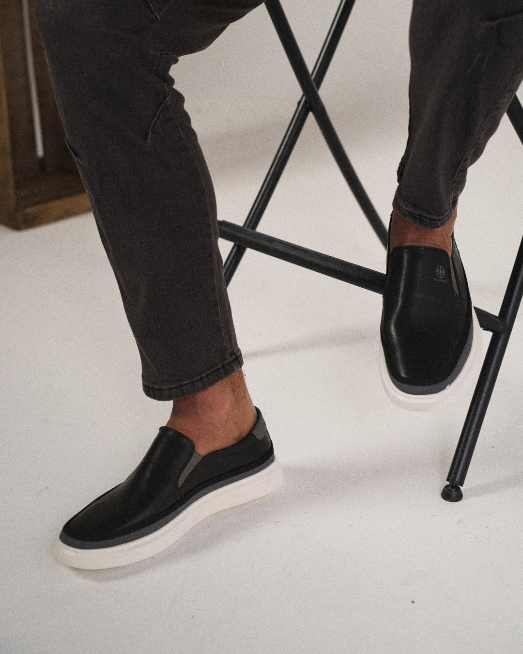 Men's Slip-On Shoes with Padded Comfort - Classic Black and White Options