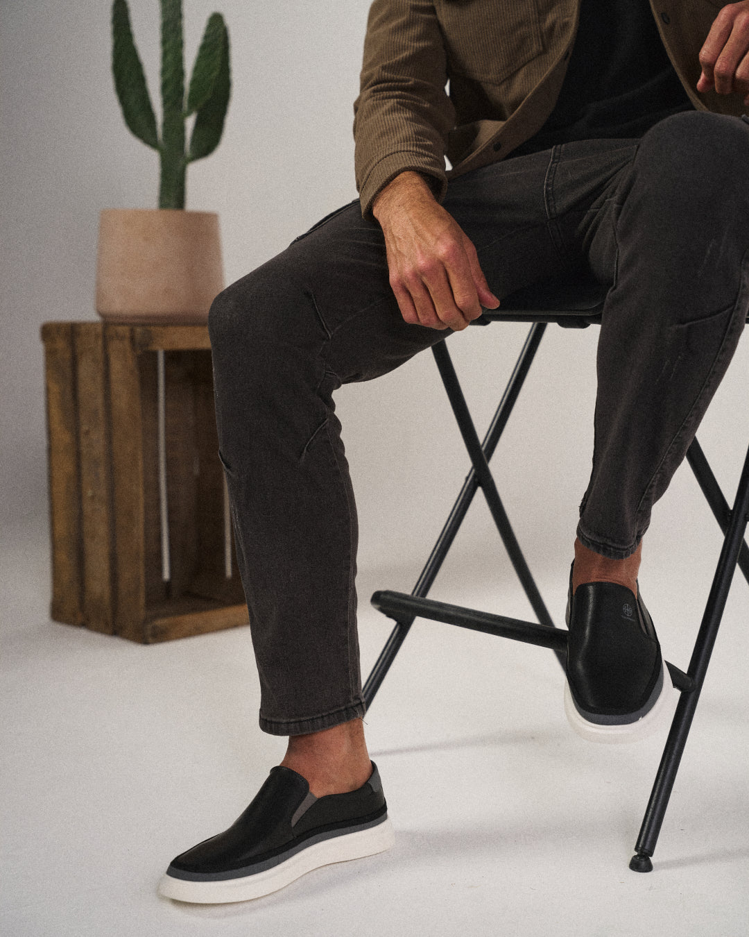 Men's Slip-On Shoes with Padded Comfort - Classic Black and White Options