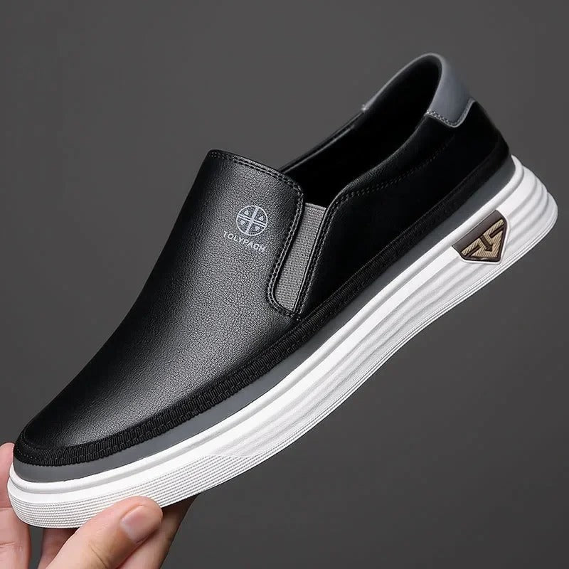 Men's Slip-On Shoes with Padded Comfort - Classic Black and White Options