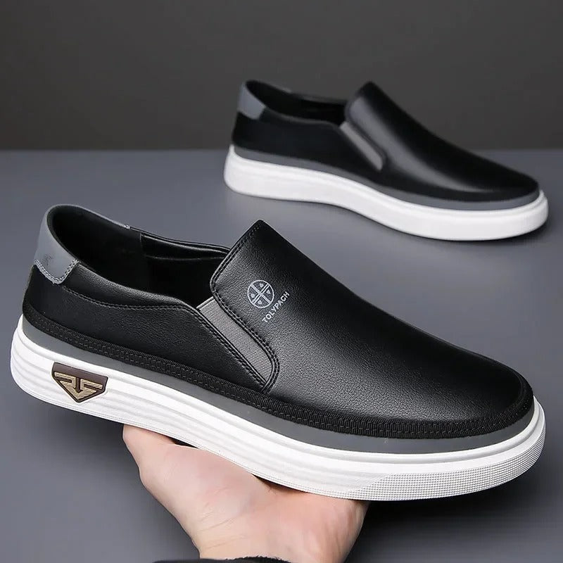 Men's Slip-On Shoes with Padded Comfort - Classic Black and White Options