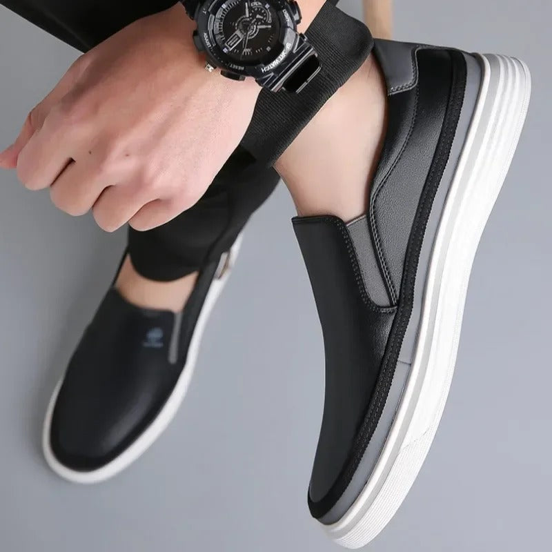 Men's Slip-On Shoes with Padded Comfort - Classic Black and White Options