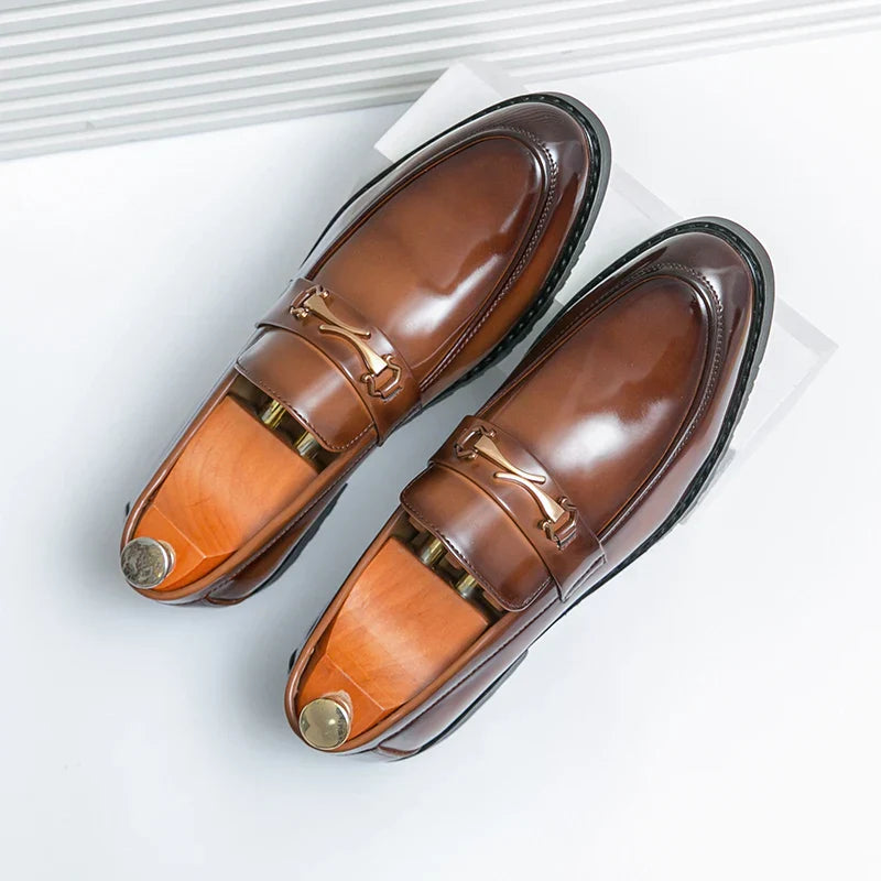Men's Elegant Slip-On Loafers with Metal Bit Detail