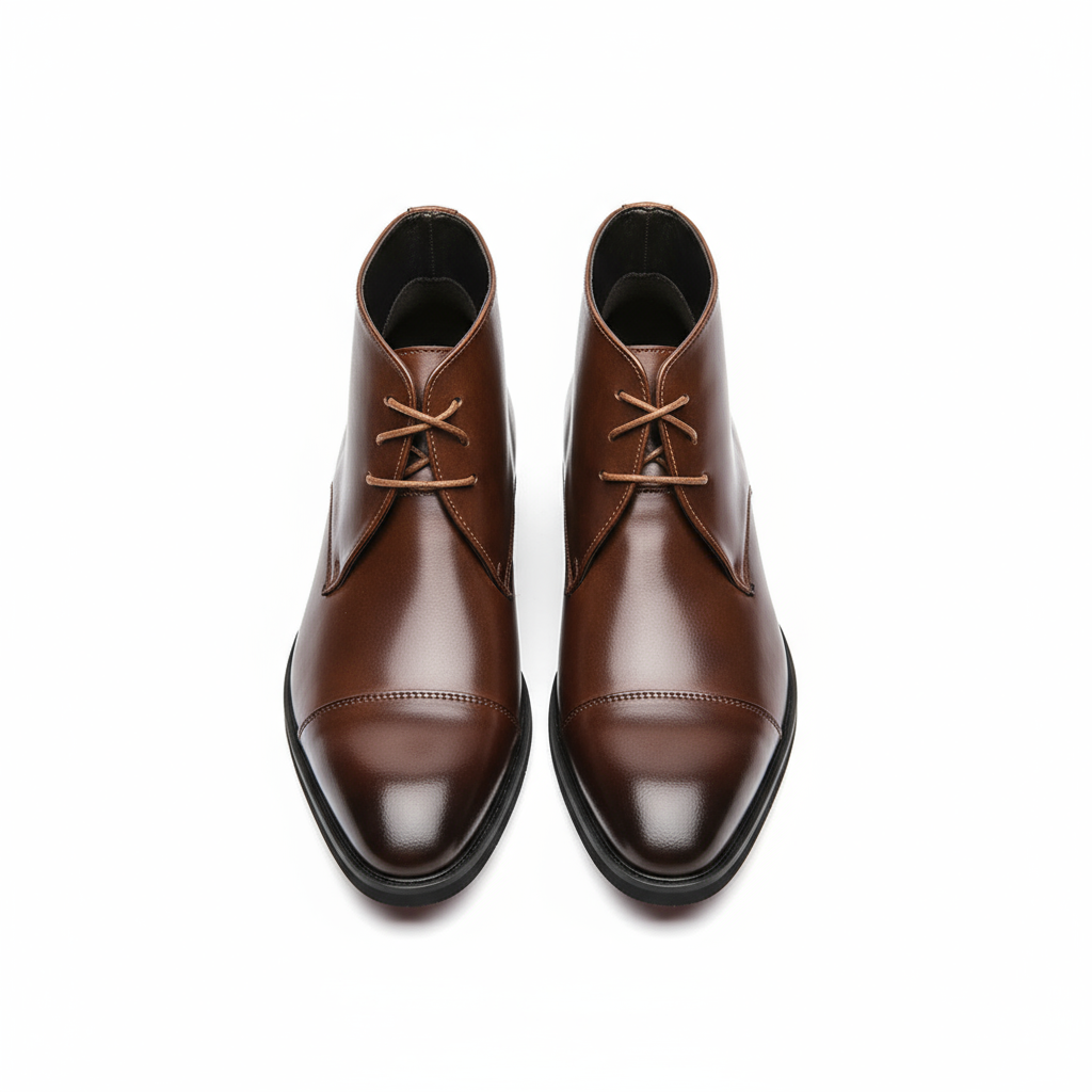 Men's Premium Full-Grain Chukka Boots with Cap-Toe Design