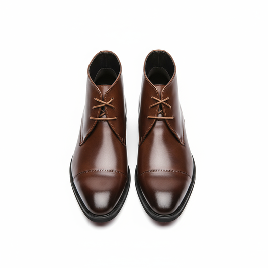 Men's Premium Full-Grain Chukka Boots with Cap-Toe Design