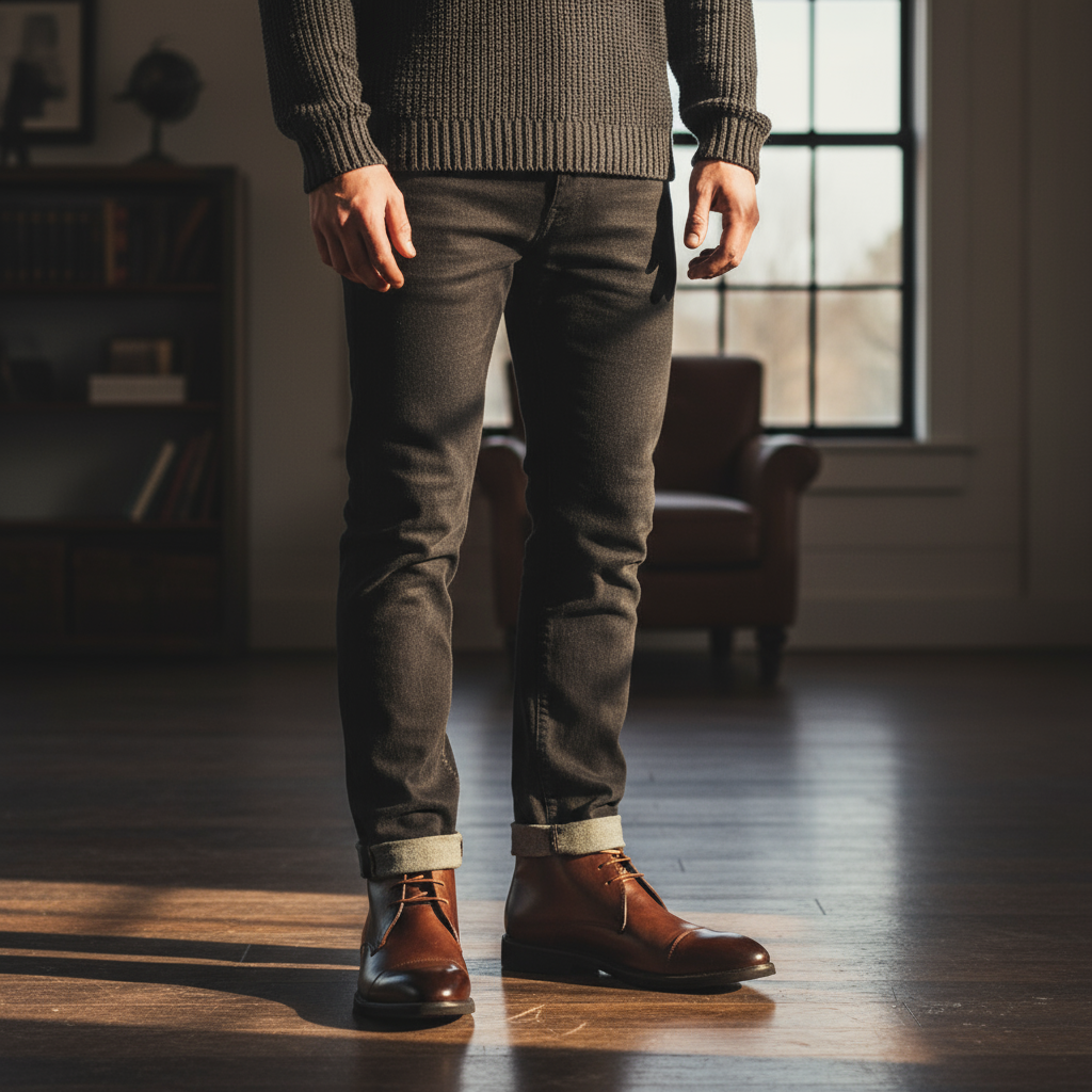 Men's Premium Full-Grain Chukka Boots with Cap-Toe Design