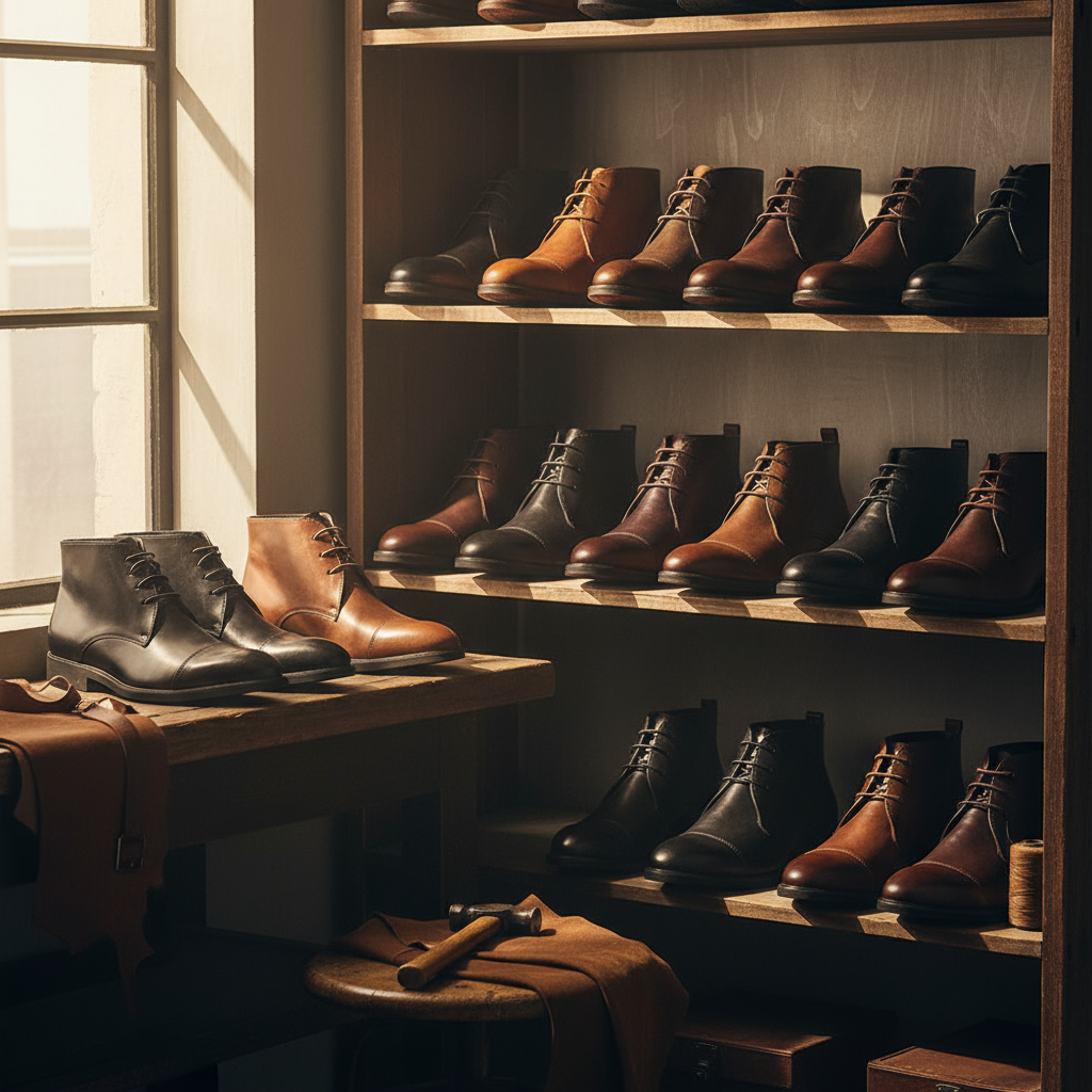 Men's Premium Full-Grain Chukka Boots with Cap-Toe Design