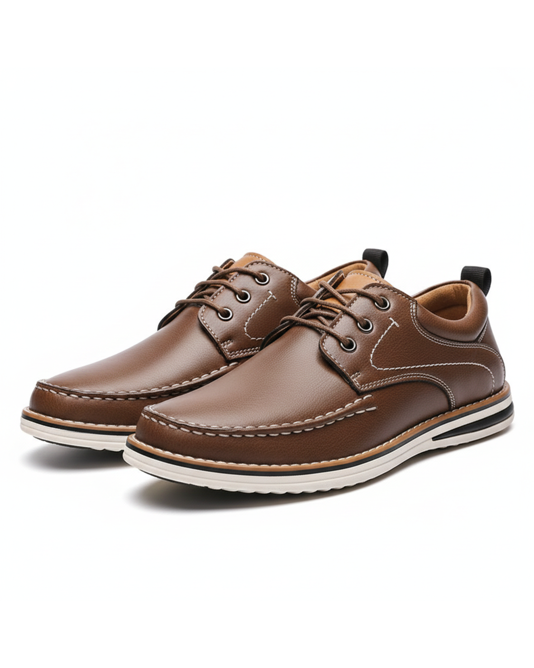Men's Moc Toe Oxford Shoes with Padded Comfort and Contrast Stitching