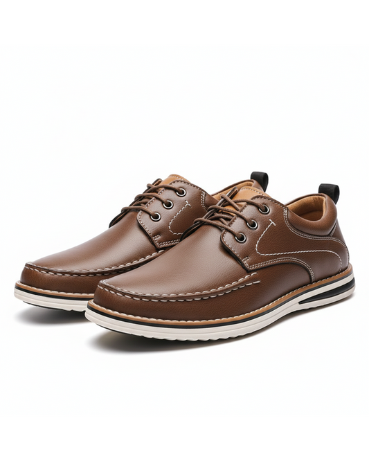 Men's Moc Toe Oxford Shoes with Padded Comfort and Contrast Stitching