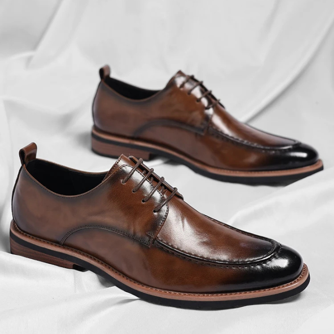 Luxury Hand-Burnished Oxford Dress Shoes for Men