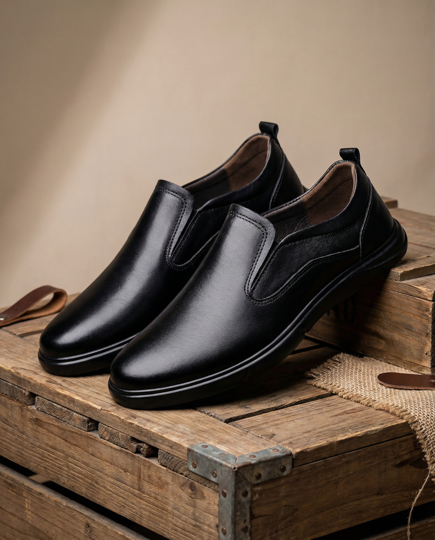 Men's Slip-On Loafers in Black or Dark Brown