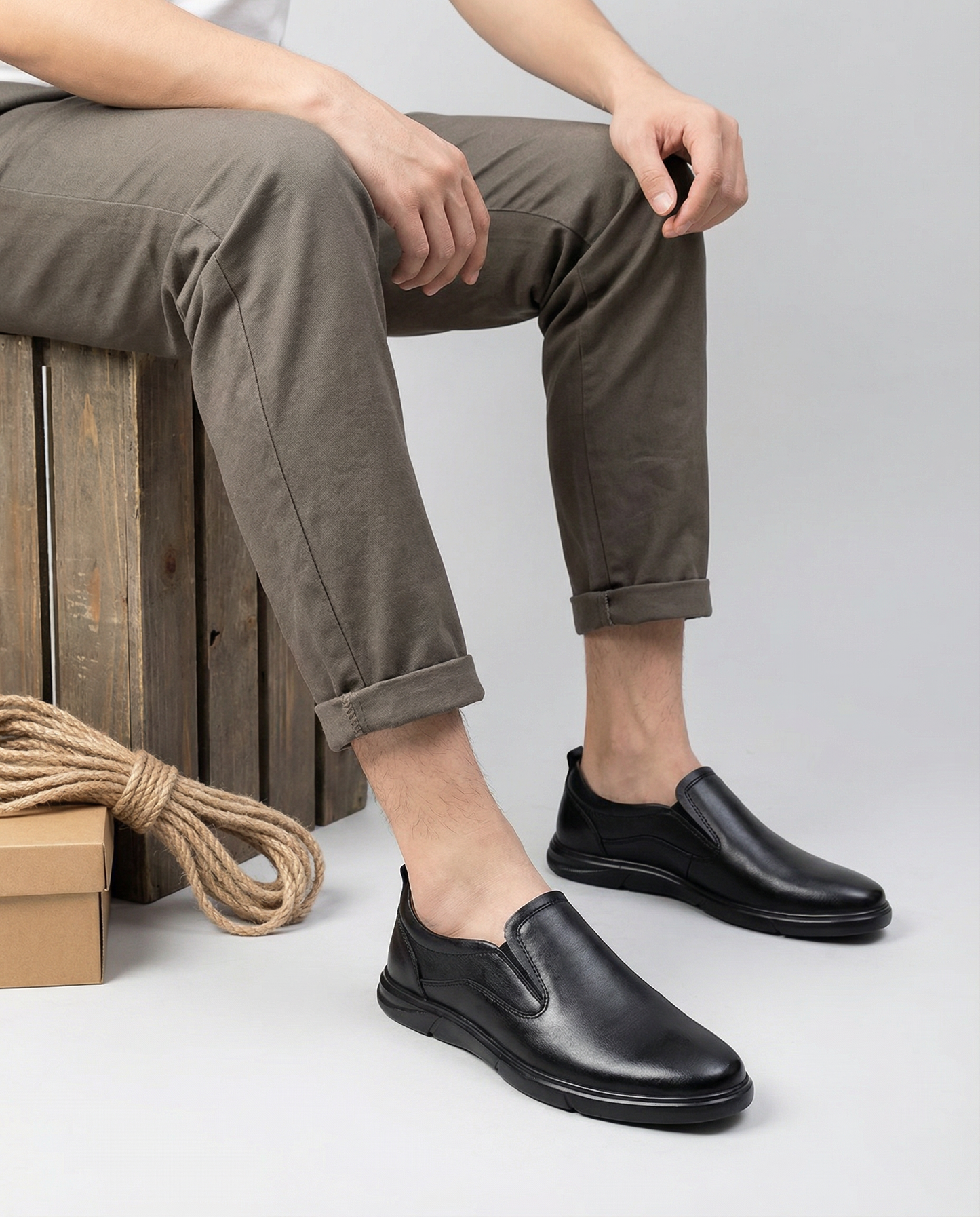 Men's Slip-On Loafers in Black or Dark Brown