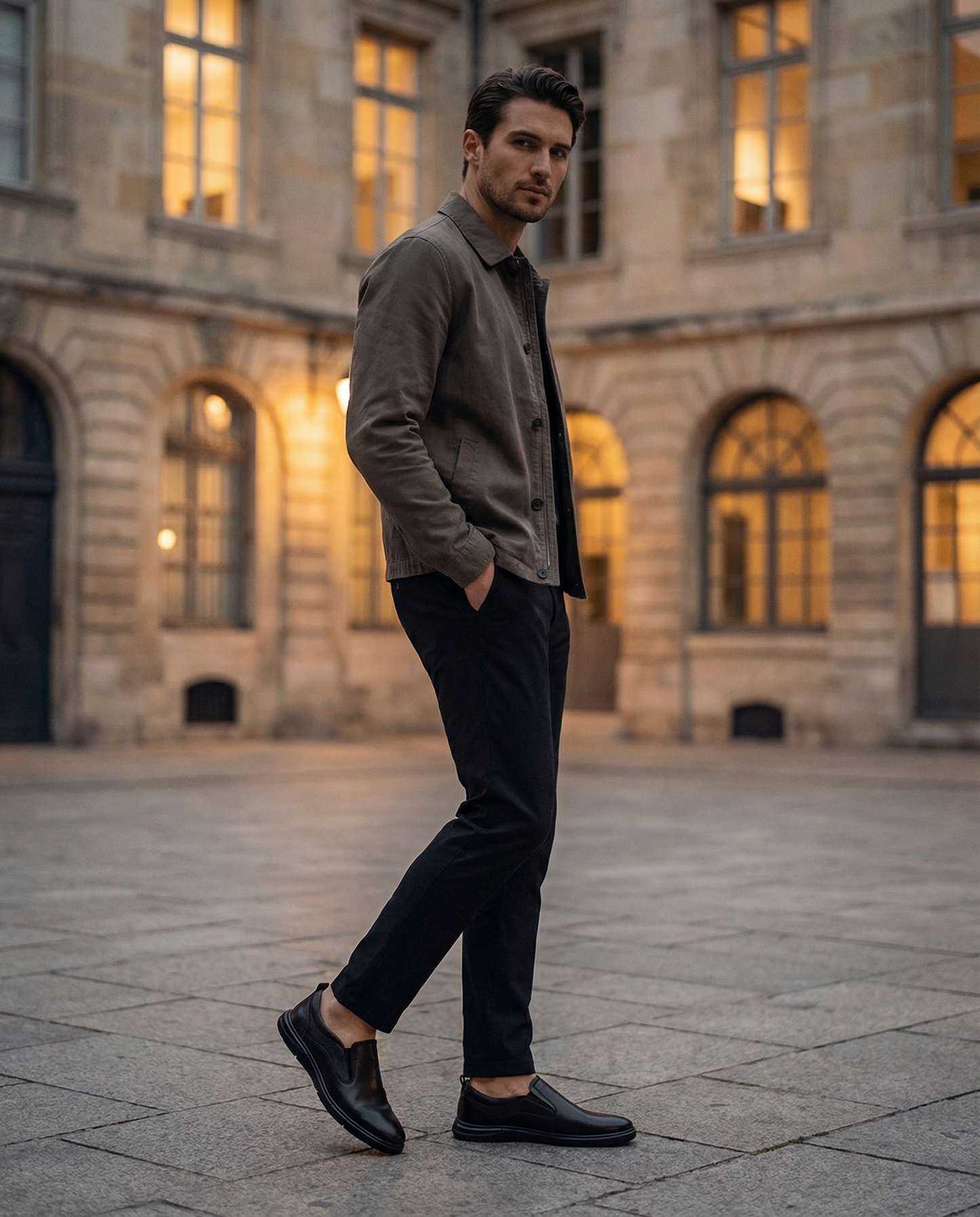 Men's Slip-On Loafers in Black or Dark Brown