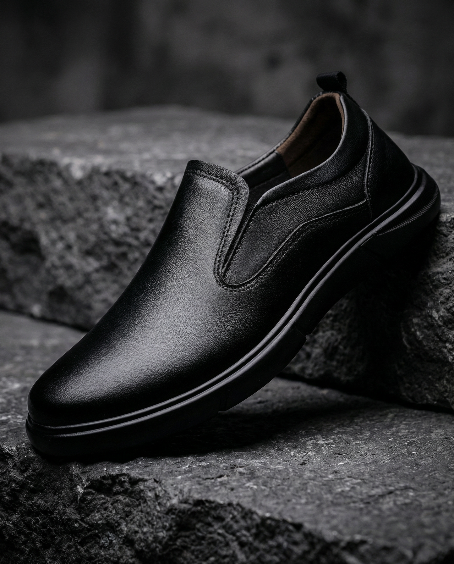Men's Slip-On Loafers in Black or Dark Brown