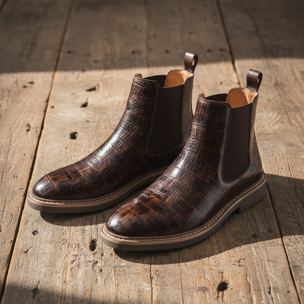 Premium Full-Grain Men's Classic Chelsea Boots with Slip-On Design