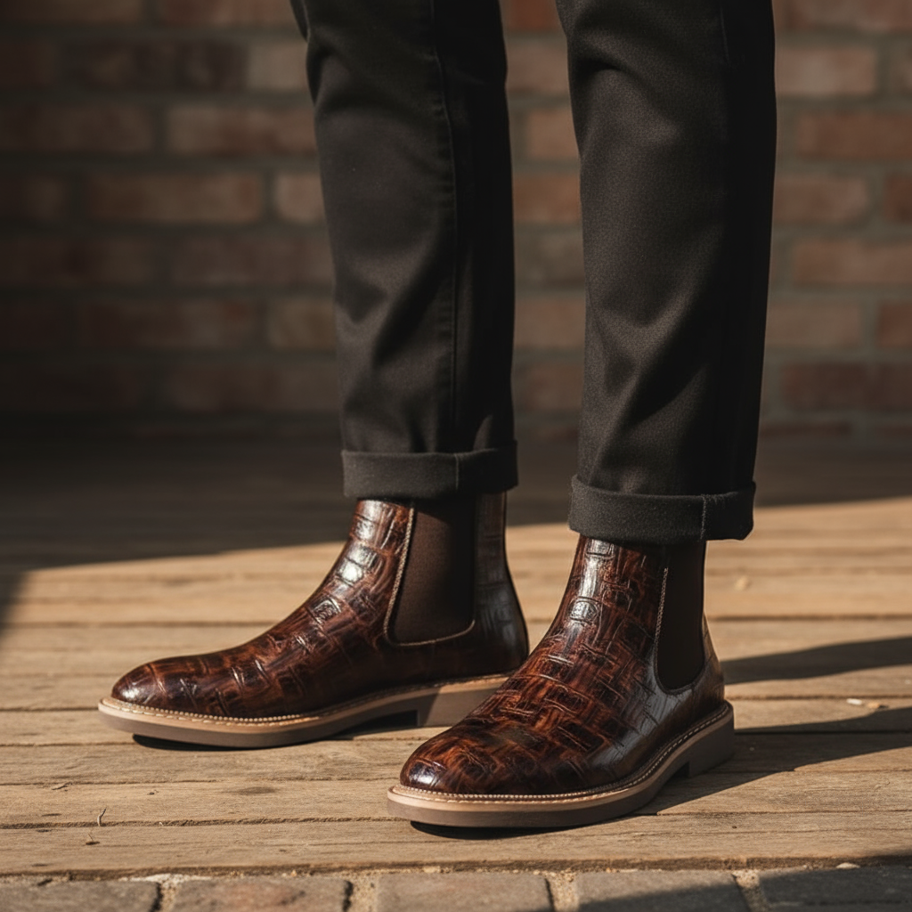 Premium Full-Grain Men's Classic Chelsea Boots with Slip-On Design