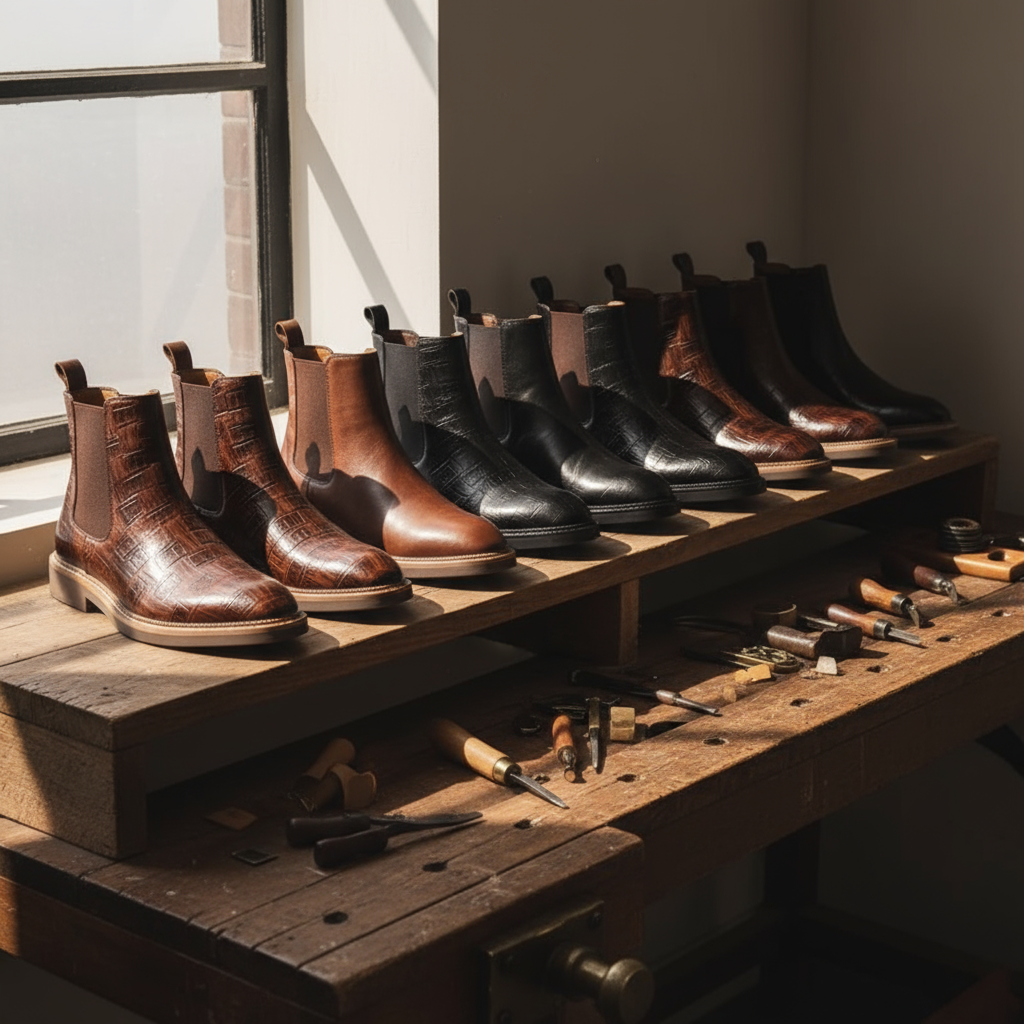 Premium Full-Grain Men's Classic Chelsea Boots with Slip-On Design