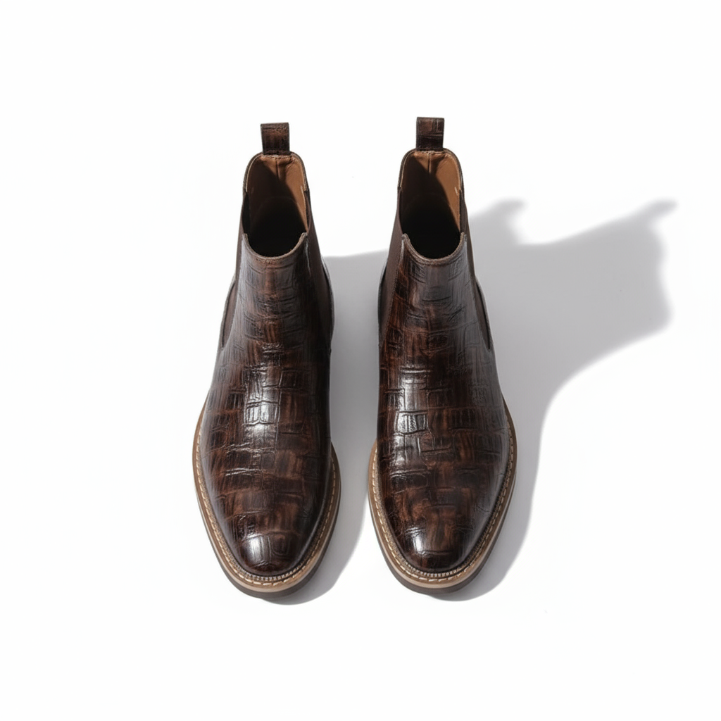 Premium Full-Grain Men's Classic Chelsea Boots with Slip-On Design
