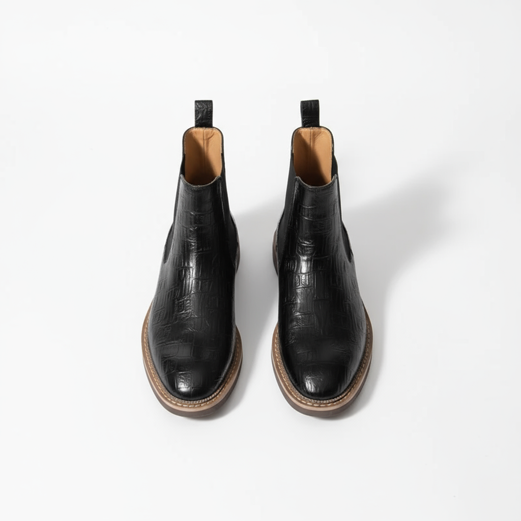 Premium Full-Grain Men's Classic Chelsea Boots with Slip-On Design