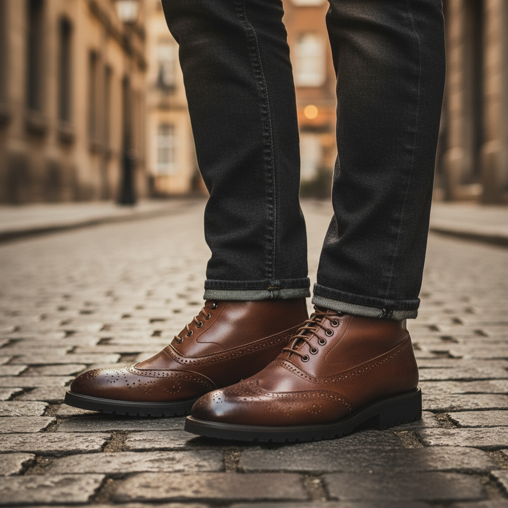 Men's Premium Full-Grain Ankle Boots with Goodyear Welt Construction