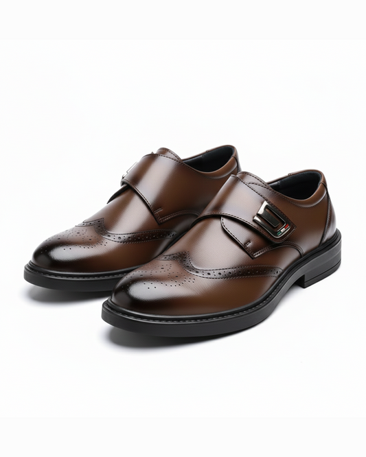 Men's Full-Grain Leather Dress Shoes with Rubber Sole