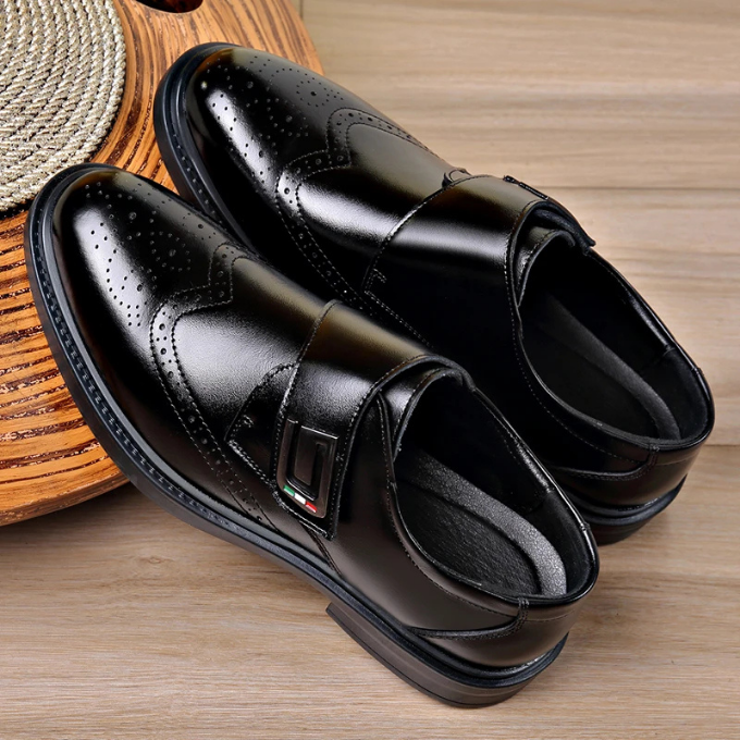 Men's Full-Grain Leather Dress Shoes with Rubber Sole