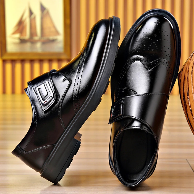 Men's Full-Grain Leather Dress Shoes with Rubber Sole
